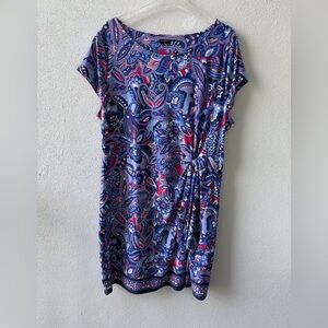 Talbots Plus sheath Dress‎ with Side Knot Cap Sleeves Midi Length Career Church